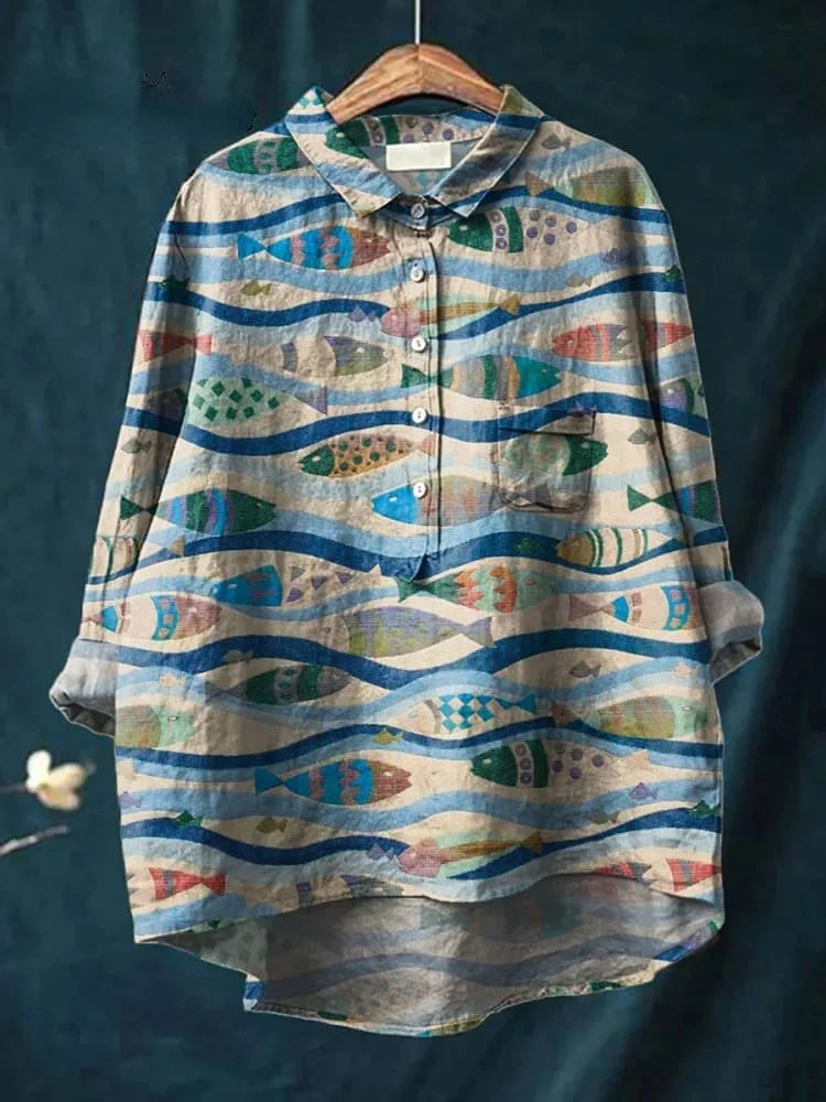 魚アートシャツ