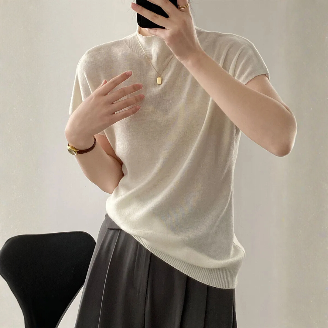 ニット・モックネックTシャツ