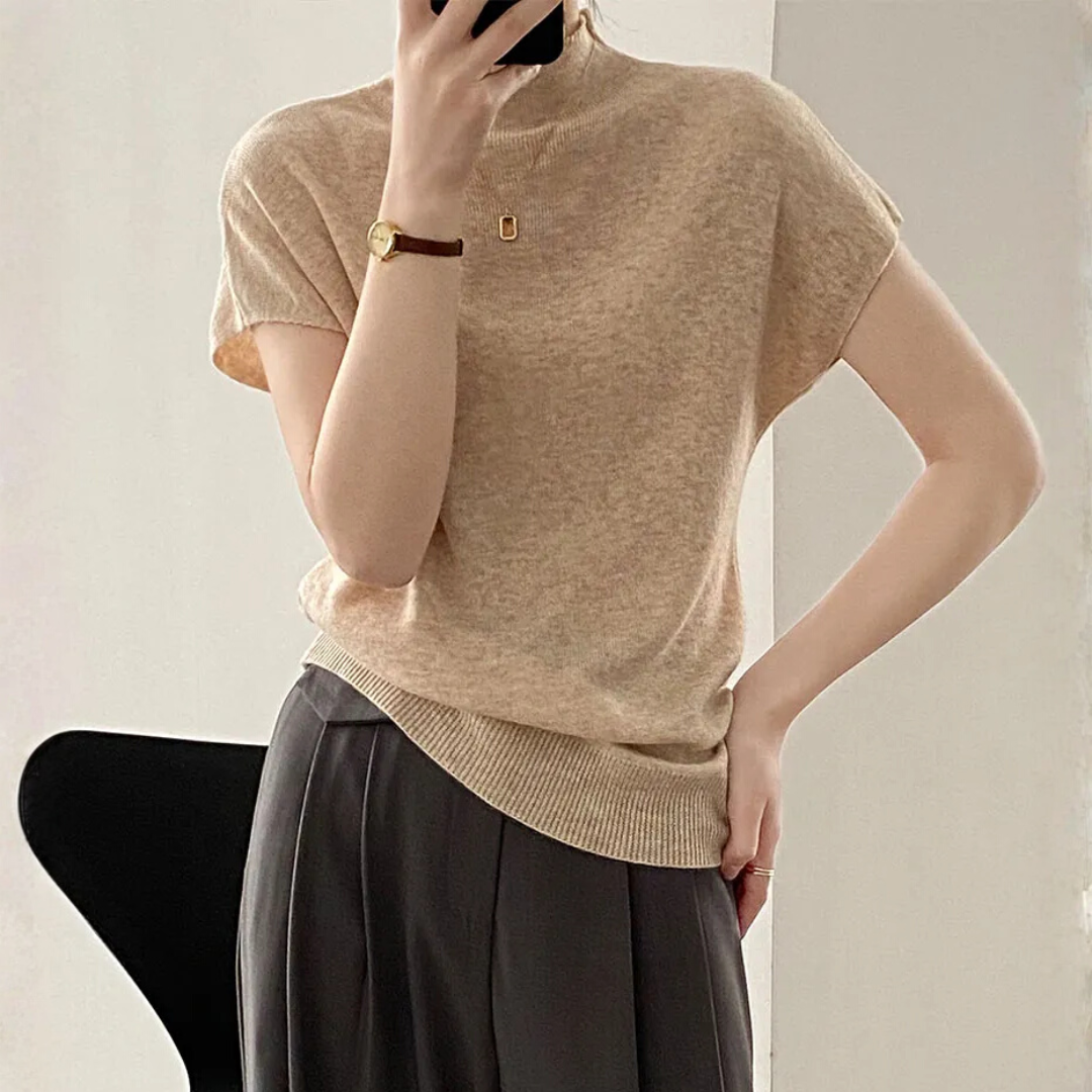 ニット・モックネックTシャツ
