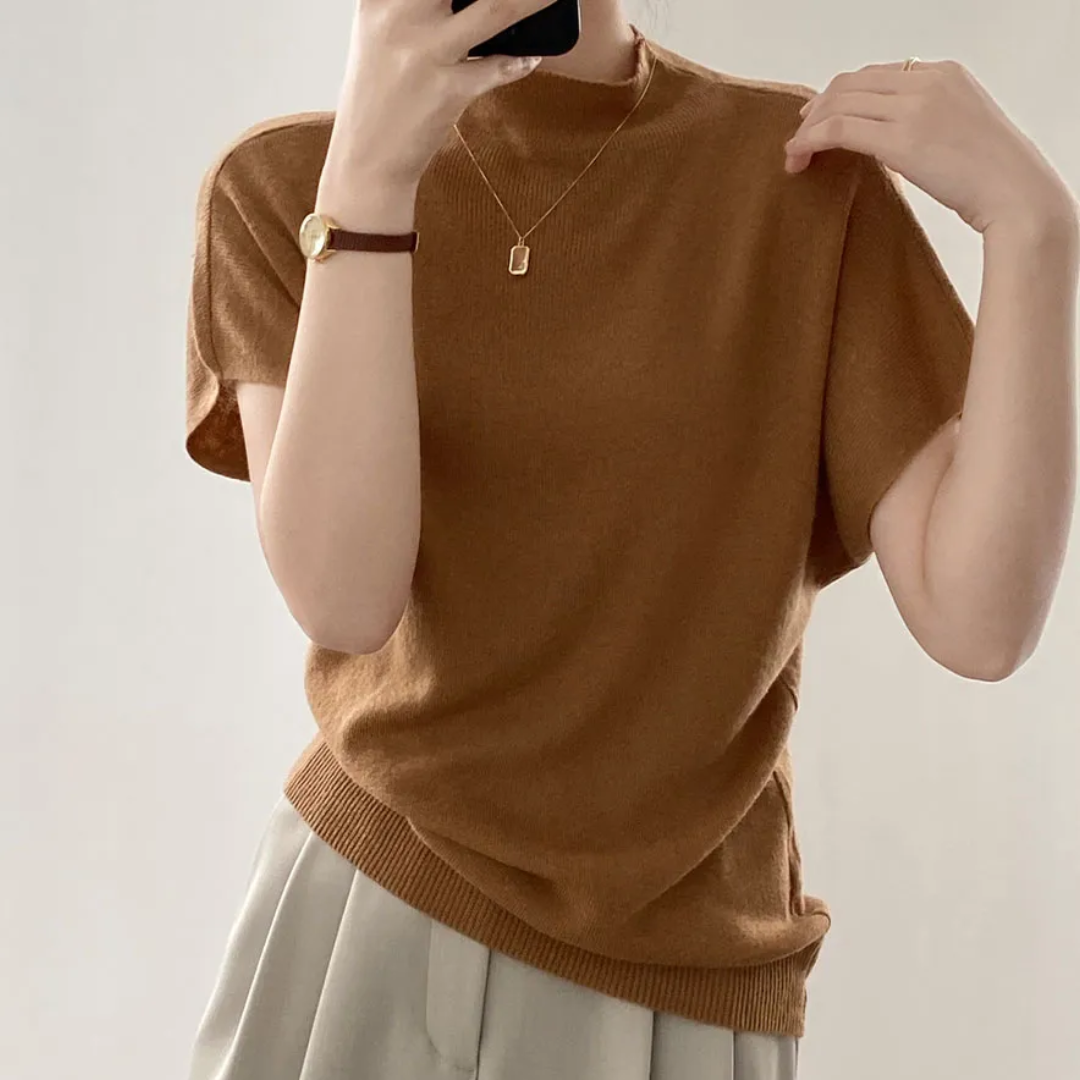 ニット・モックネックTシャツ