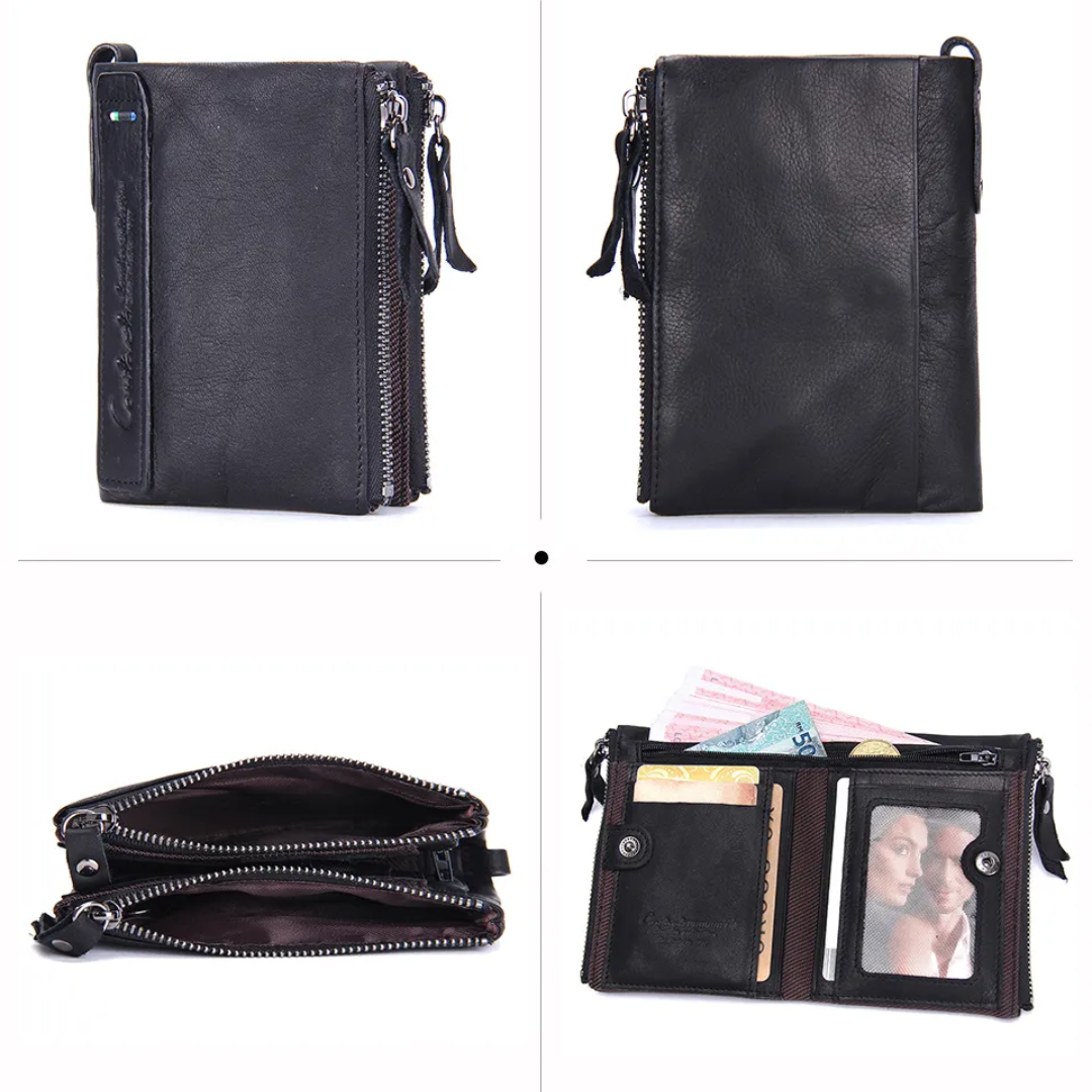 ダブルジッパーのコンパクト財布 | 実用的でスタイリッシュ