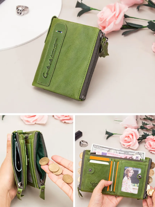 ダブルジッパーのコンパクト財布 | 実用的でスタイリッシュ