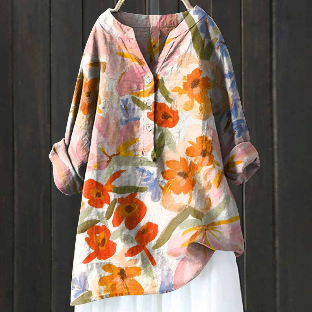 ロングスリーブVネックサマーロングシャツ