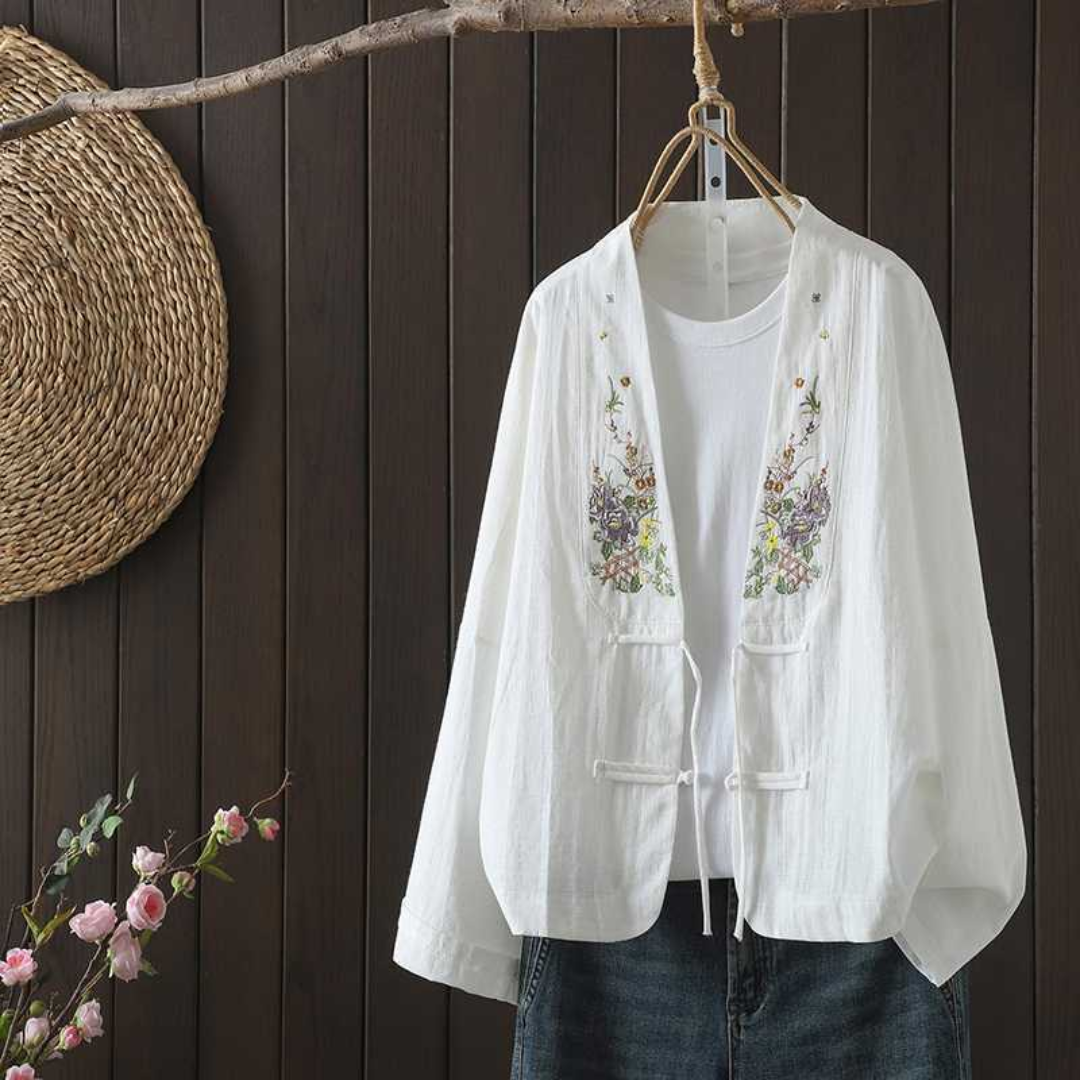 刺繍入り長袖カーディガン