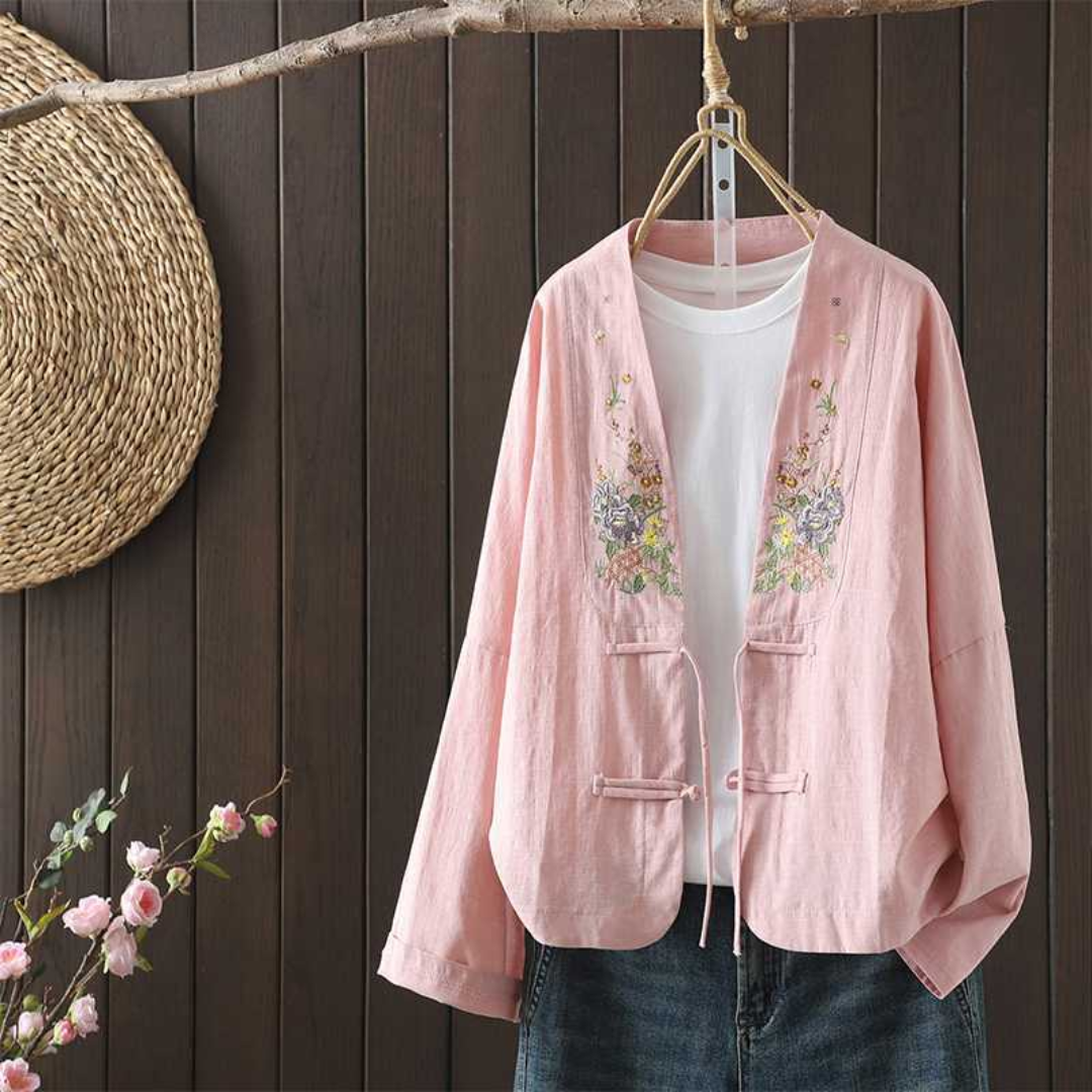 刺繍入り長袖カーディガン