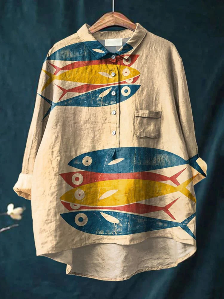 魚アートシャツ