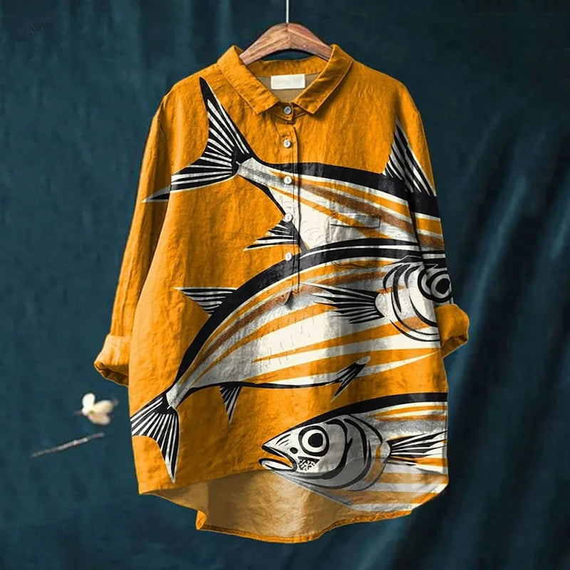 魚アートシャツ