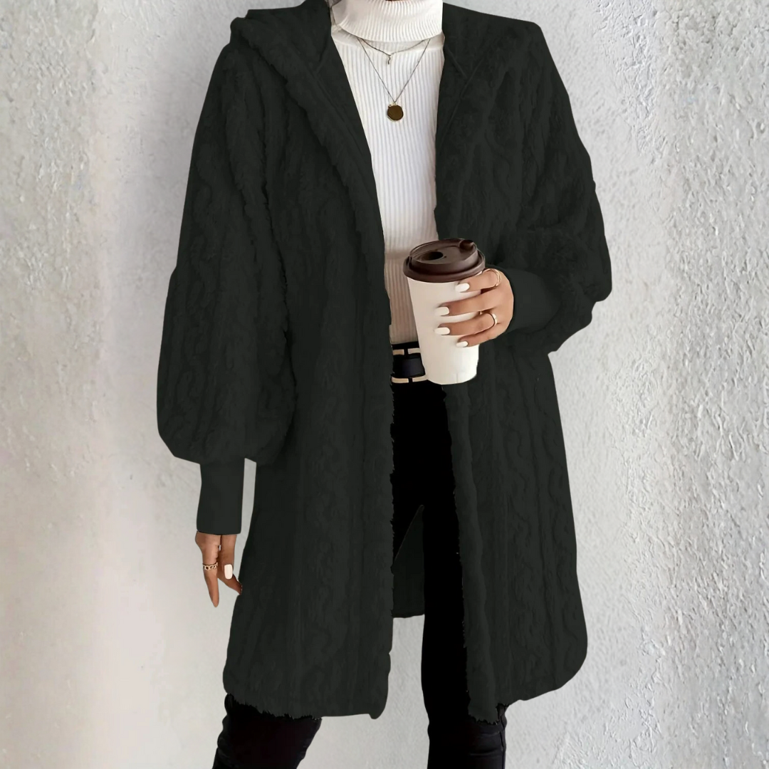 長袖フード付きルーズプラッシュコート