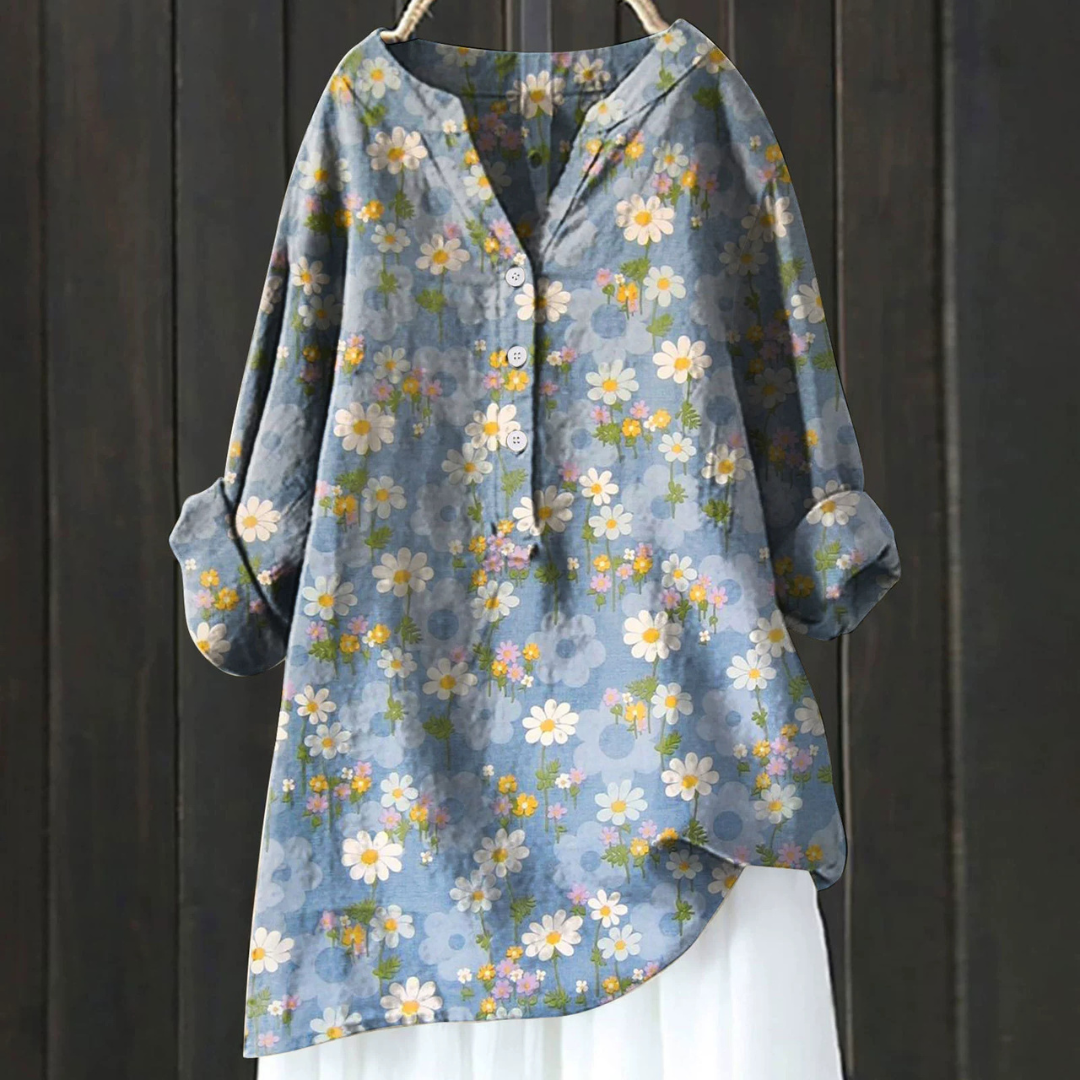 ロングスリーブVネックサマーロングシャツ