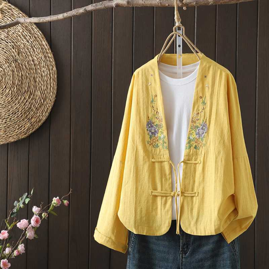 刺繍入り長袖カーディガン