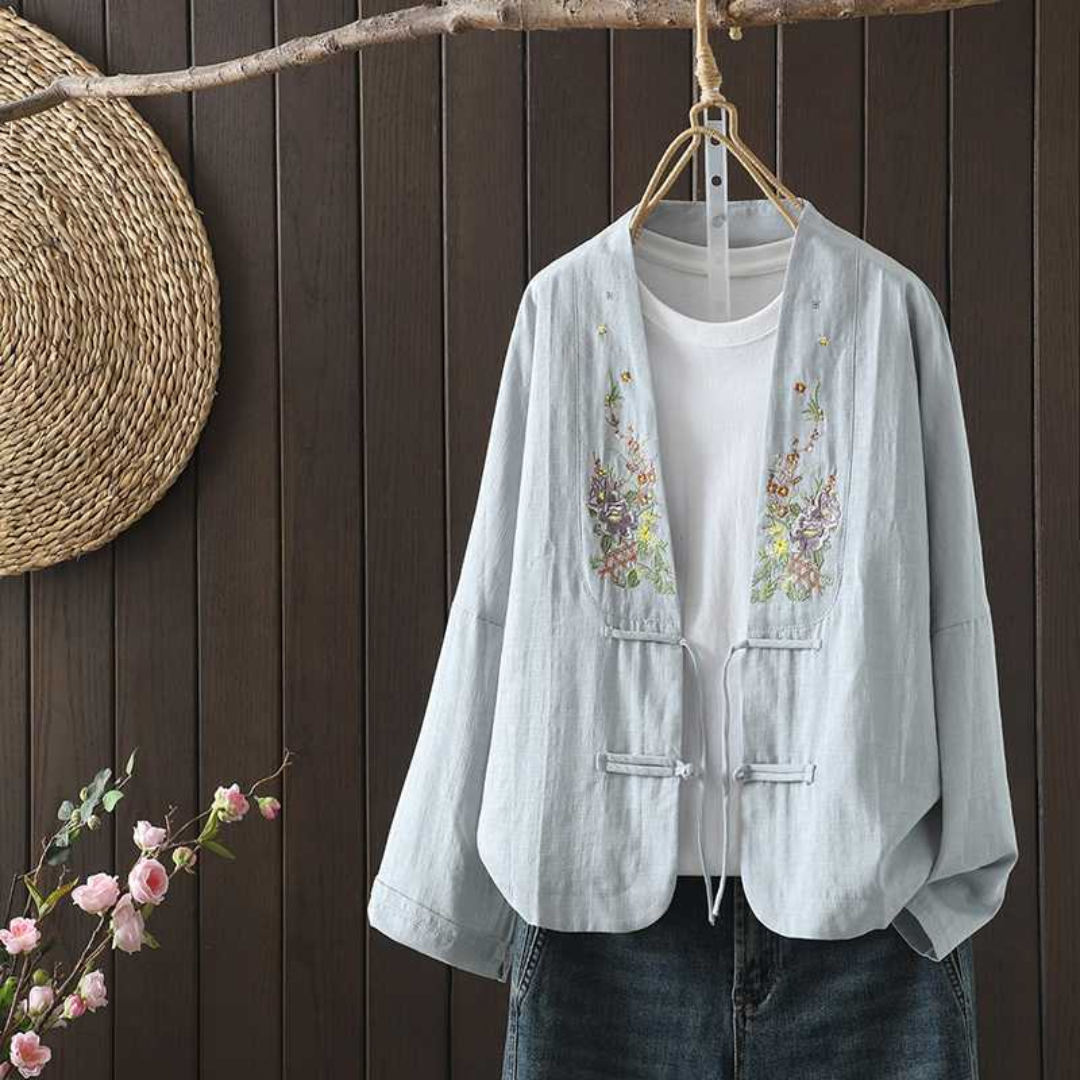 刺繍入り長袖カーディガン