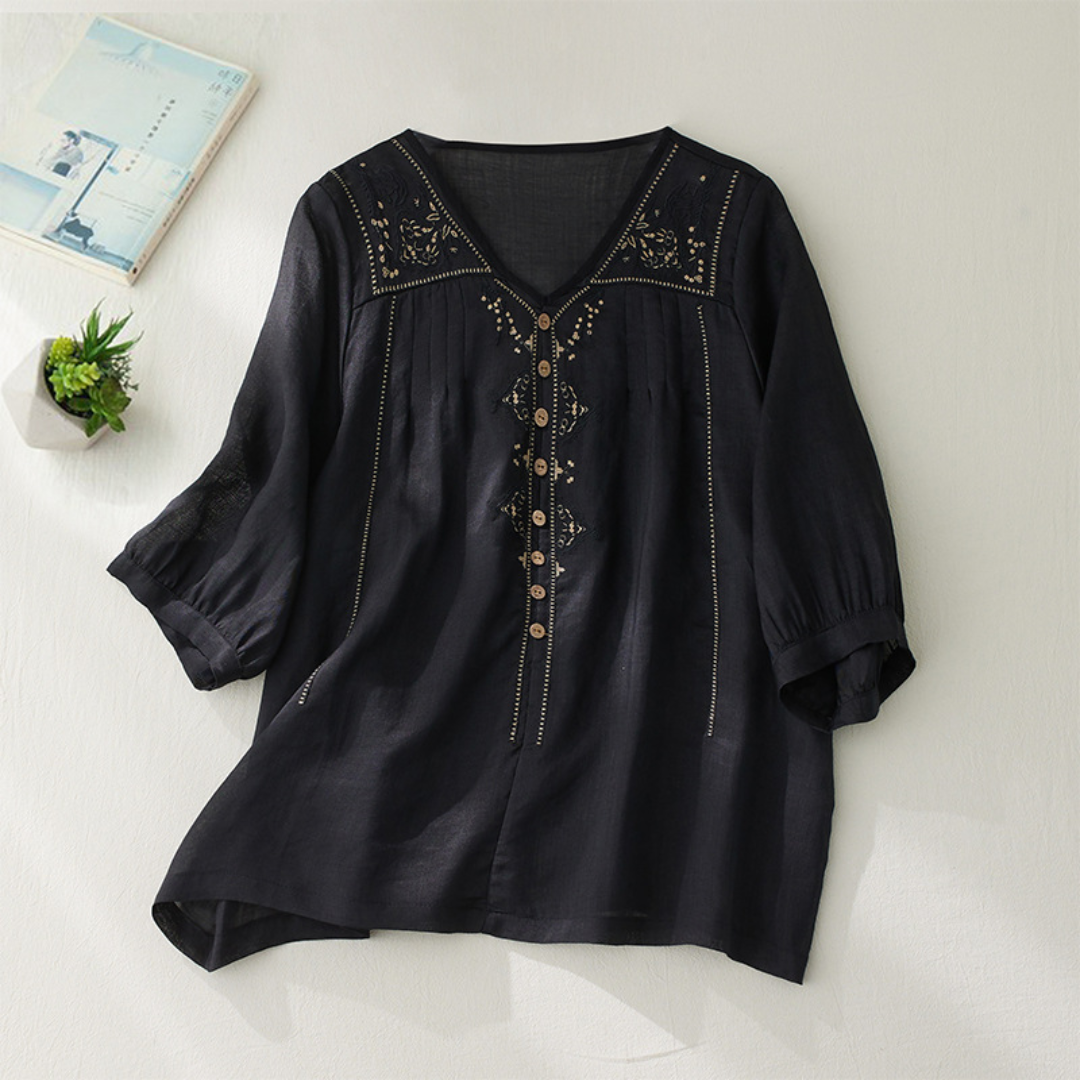 刺繍入り半袖ルーズシャツ
