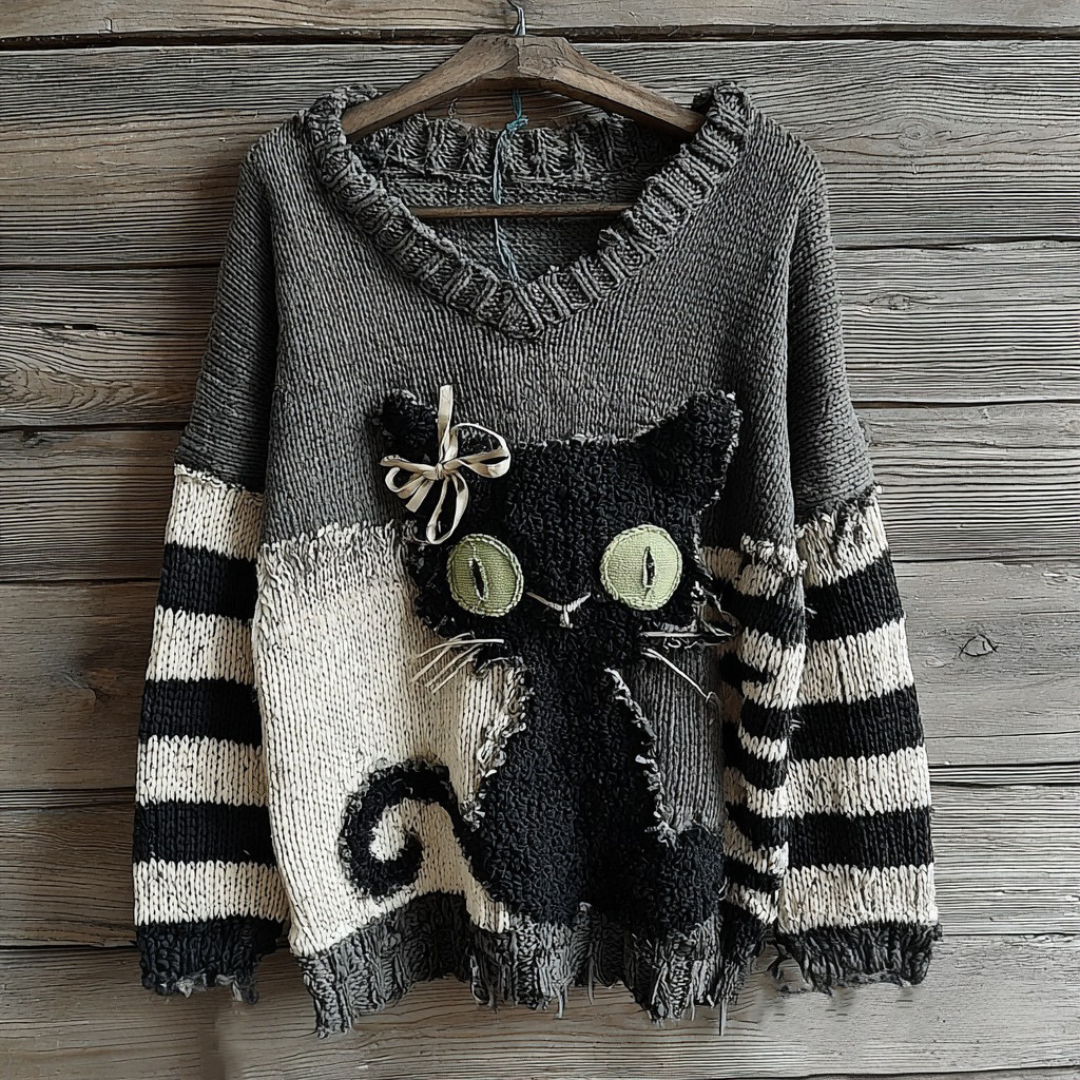 刺繍ニット・キャット・シャツ