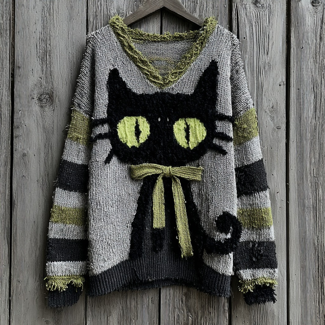 刺繍ニット・キャット・シャツ