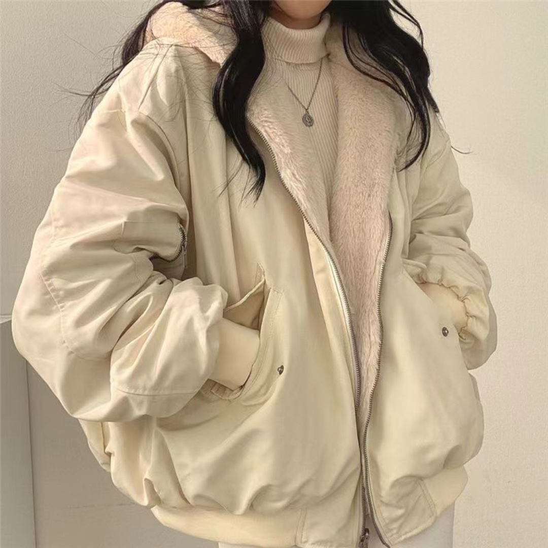 フード付きウールジッパー