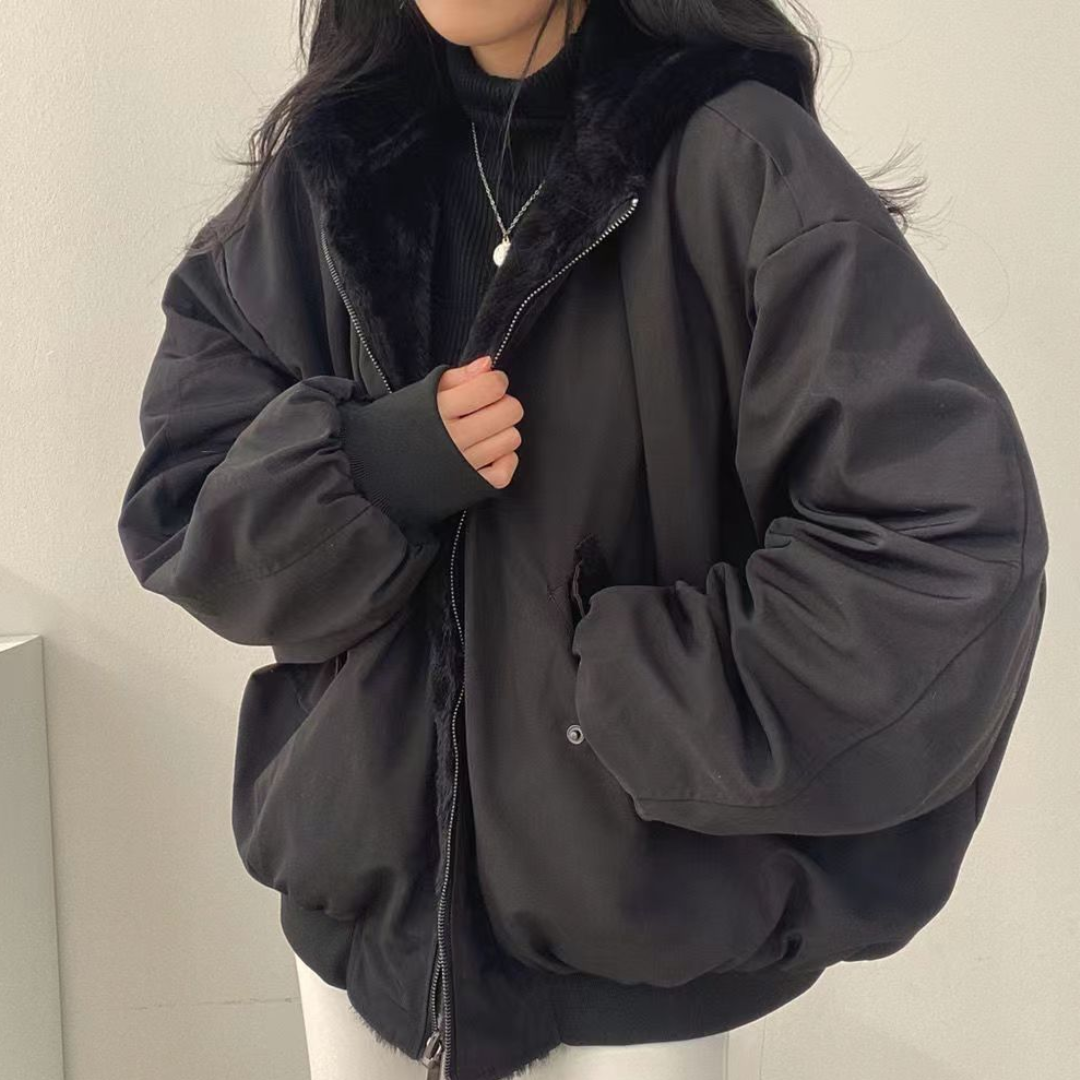 フード付きウールジッパー