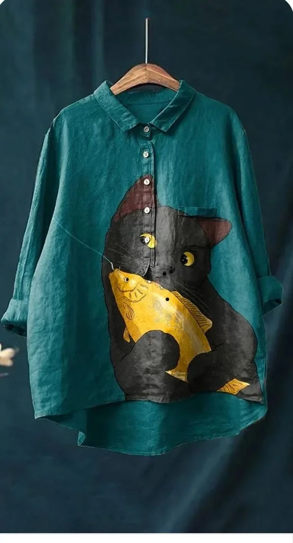 猫アートシャツ